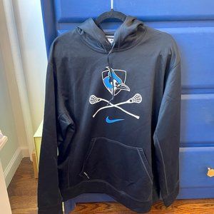 Nike John Hopkins Lacrosse Hooded Black Sweatshirt Mens Size Large - Therma-fit